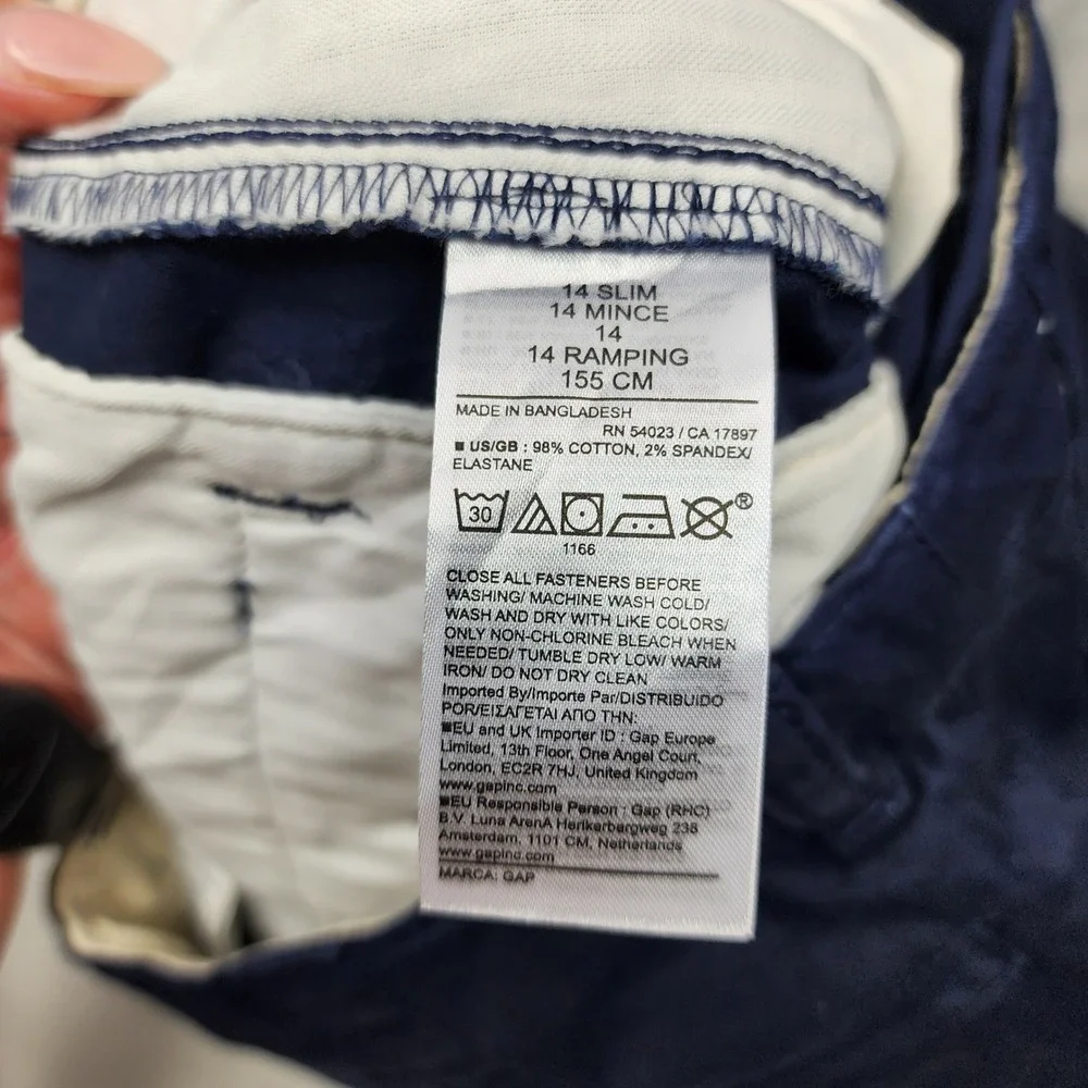 Gap Chino Shorts‎ Kids 14 Slim Navy Blue Stretch Twill New With Tags 738577-01-1